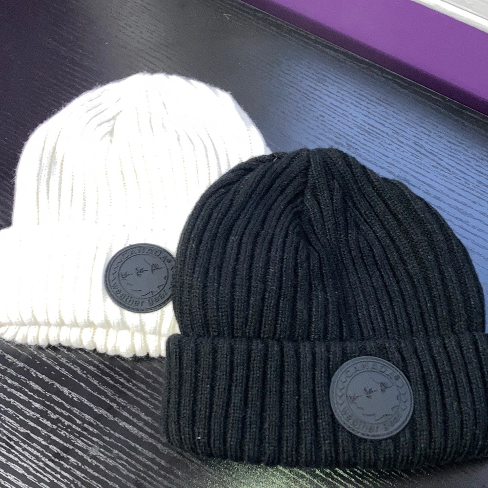 Canada Weathergear Black and White Ribbed‎ Beanie Bundle